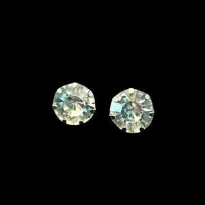Blue-Tinted Round Diamente Stainless Steel Stud Earrings